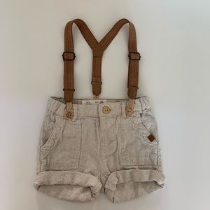 Zara BabyBoy linen shorts with suspenders